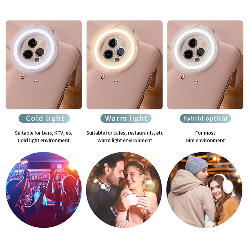 

Phone Case Fill Light for iphone12 Multi-function Fashion LED Ring Flash Potective Shell Mobile Phone Accessories 3 Colors