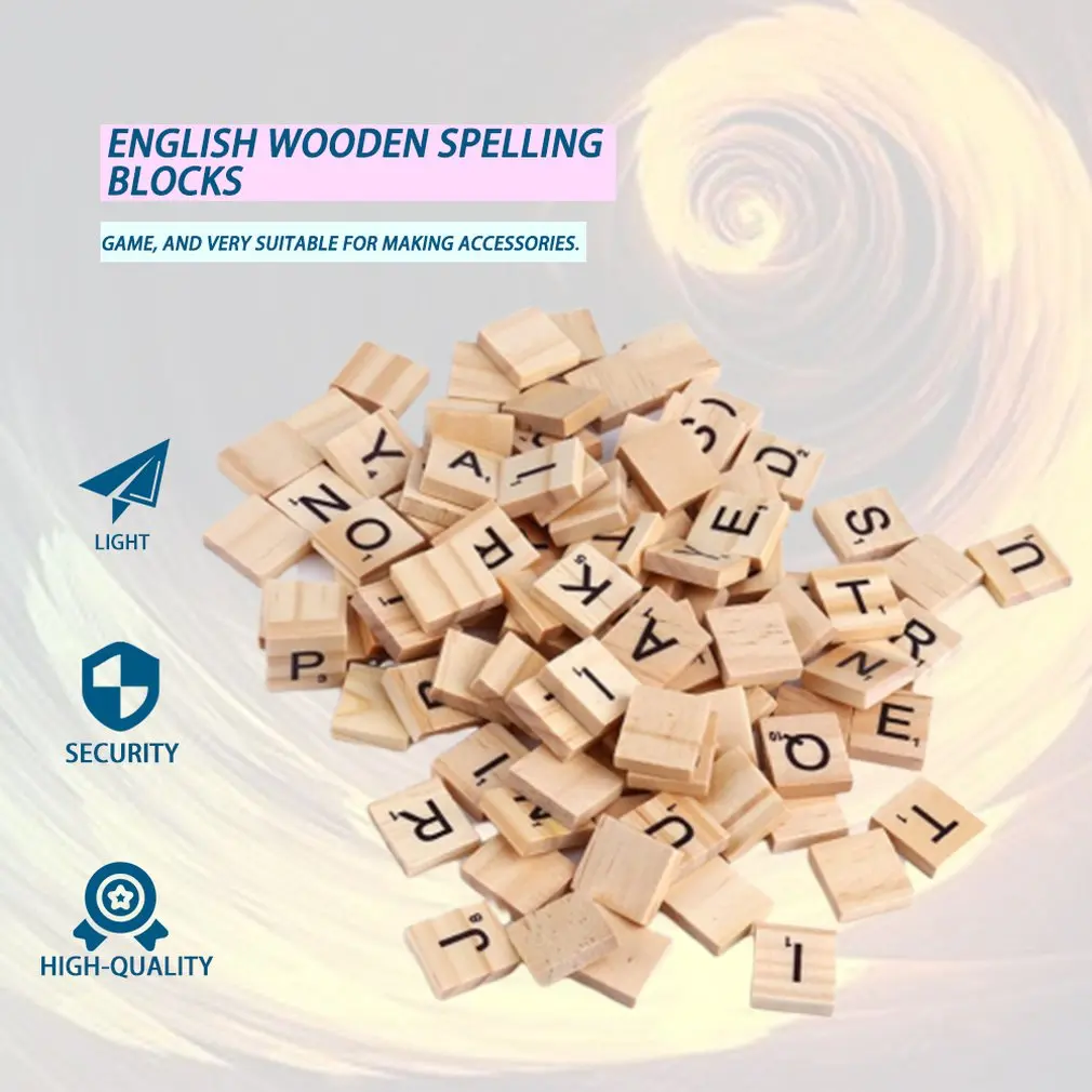 100 шт./компл. деревянный алфавитный царапают головоломки Плитки и черными