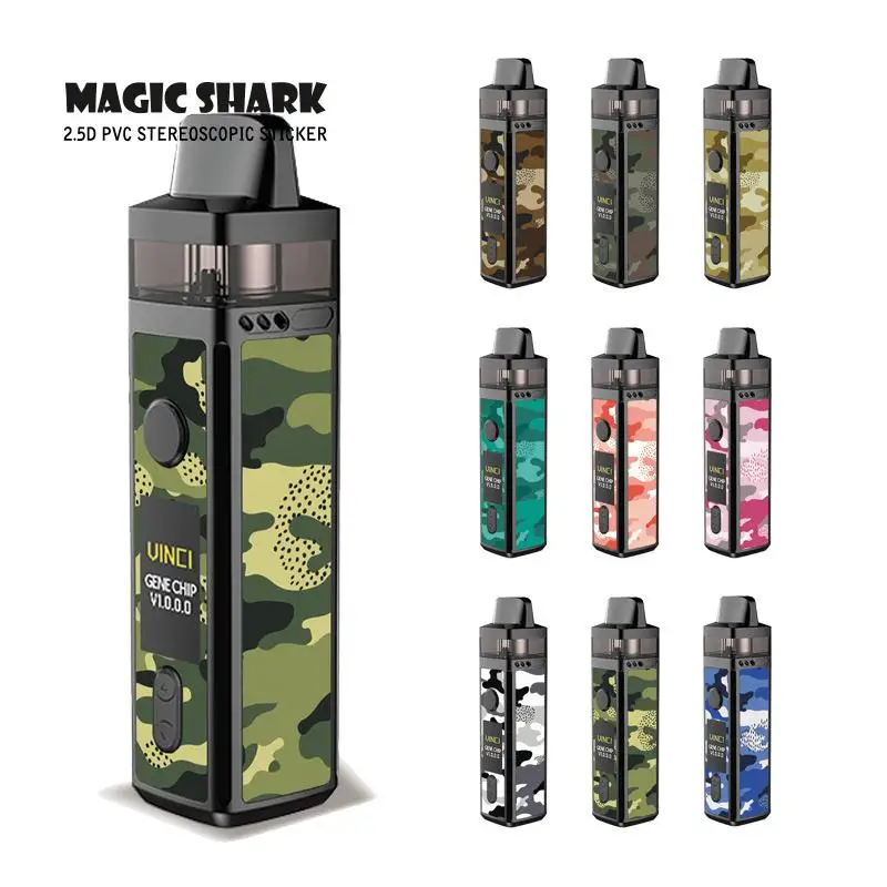 Волшебная Акула ультра тонкий военный армейский стерео Vape Pod ПВХ стикер пленка чехол для VOOPOO VINCI не выцветает 038-046