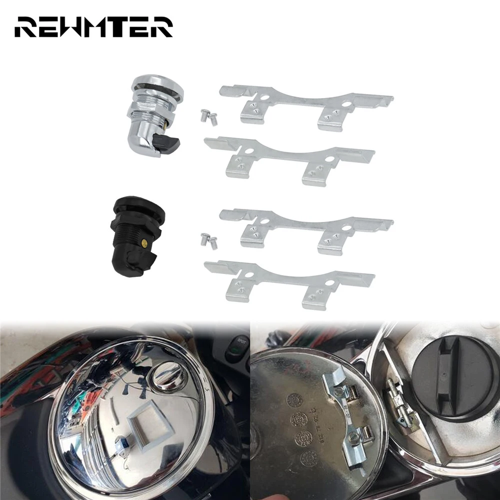 

Motorcycle Black/Chrome Push Button Fuel Door Latch Oil Gas Tank Cap For Harley Touring 92-20 Electra Road Street Glide FLHX