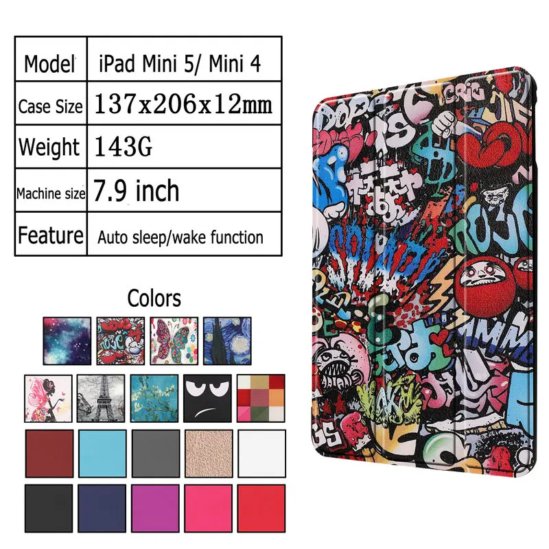 Магнитный чехол для нового iPad Mini 5 2019 Mni5 5th gen e-reader Тонкий планшета Apple 4 PU кожаный