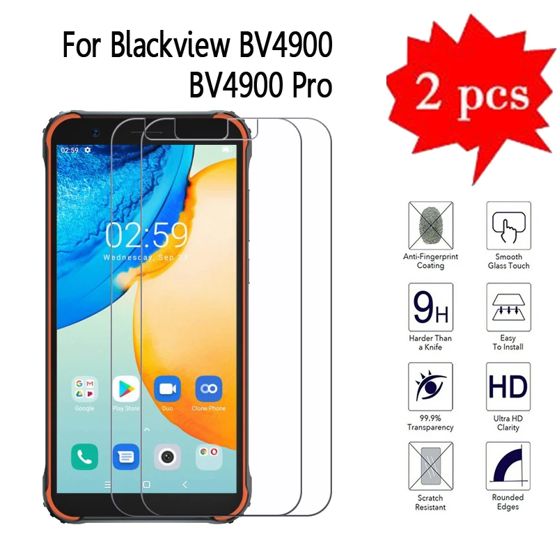 2Pc Tempered Glass For Blackview BV4900 Cover Screen Protective Film On Blackview BV4900 Pro Glass Protector Mobile Telefon Film