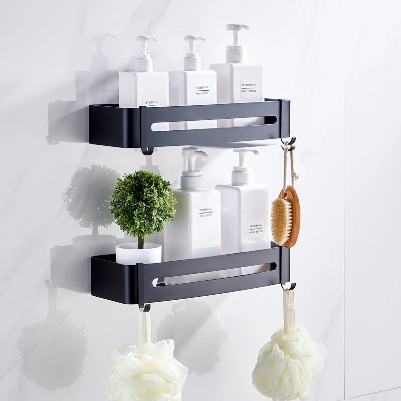 

Bathroom Shelves Shower Shelf Bath Corner Shampoo Storage Rack Wall Mounted Aluminum Bathroom Basket Holder Kitchen Accessories