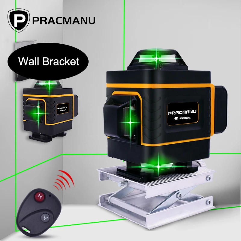 16 линий 4D зеленый лазерный уровень Горизонтальные и вертикальные поперечные