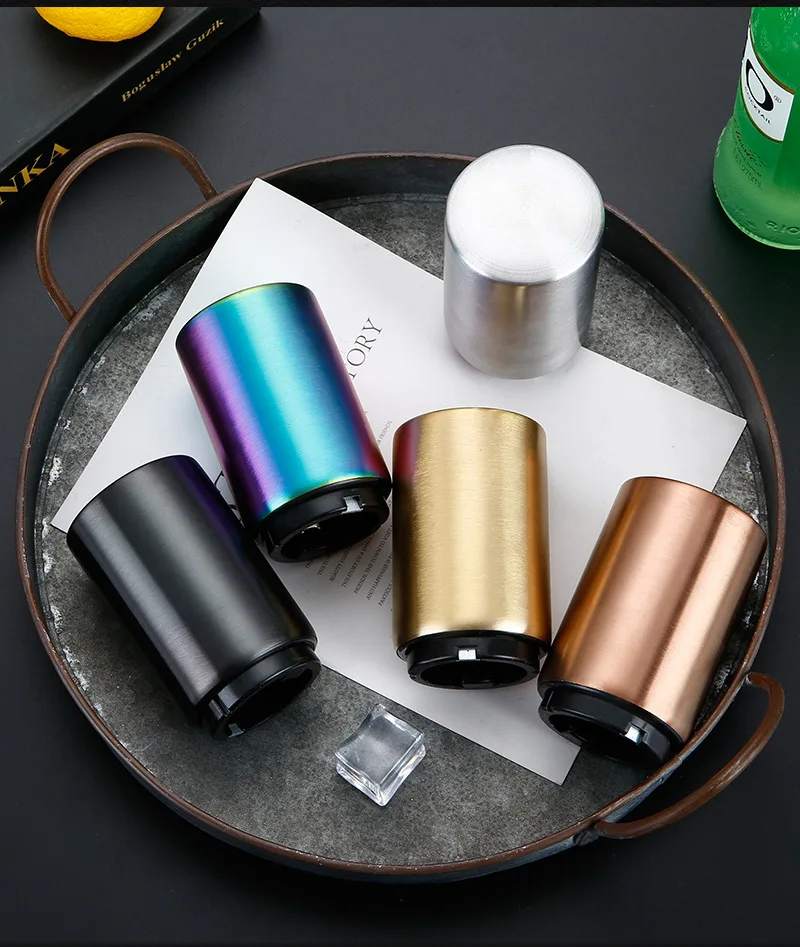 Automatic Beer Bottle Opener Magnet Beer Opener Stainless Steel Push Down Opener Wine Beer Opener Party Bar Kitchen Accessories wine beer bottle opener corkscrew versatile stainless steel finger ring ring shape beer bottle opener