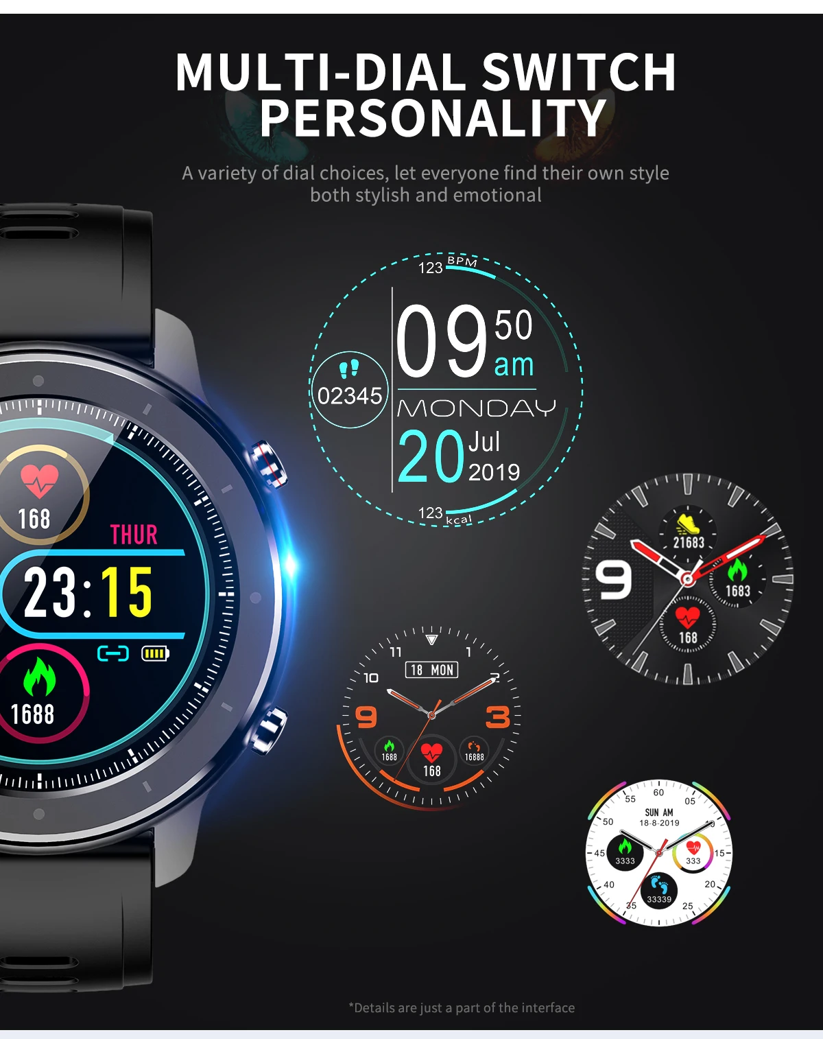 Круглый сенсорный экран Смарт-часы с шагомером для мужчин и женщин браслет