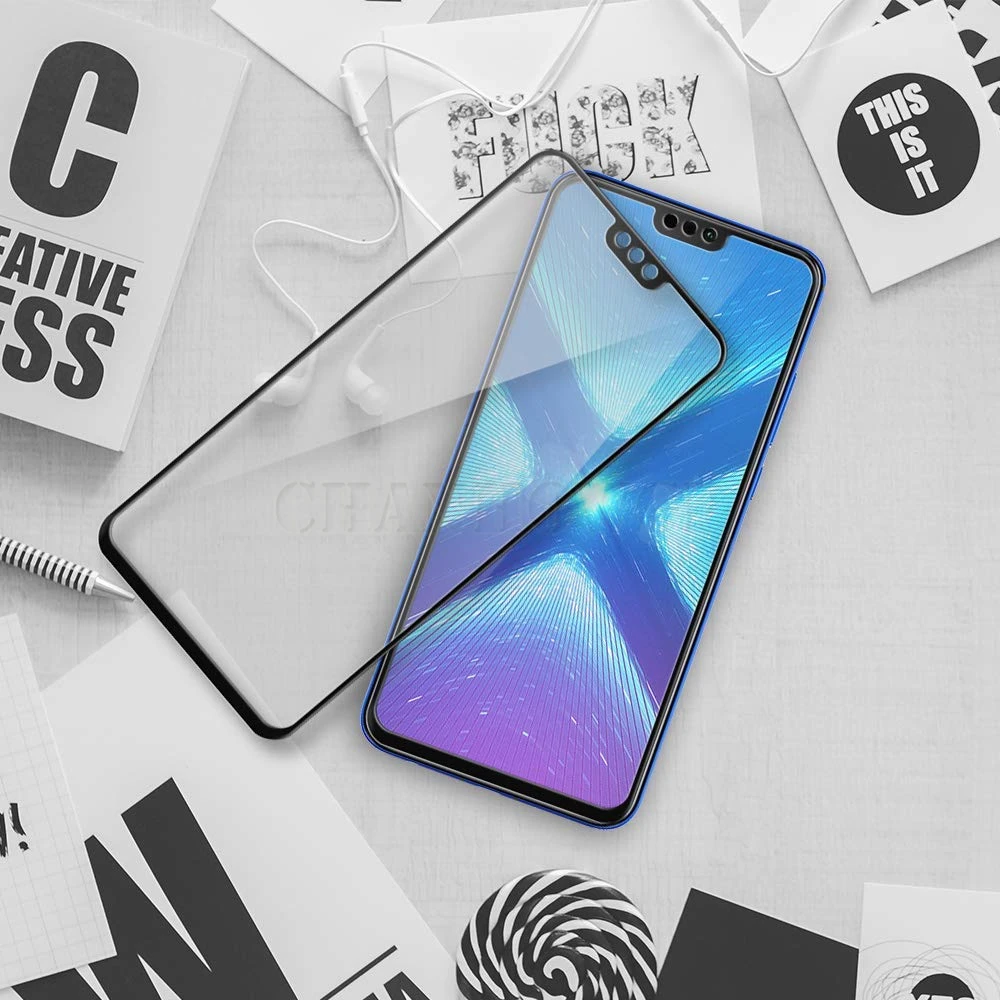 Закаленное стекло 9H с полным покрытием для Huawei Honor 8X Защита экрана 8x Защитная