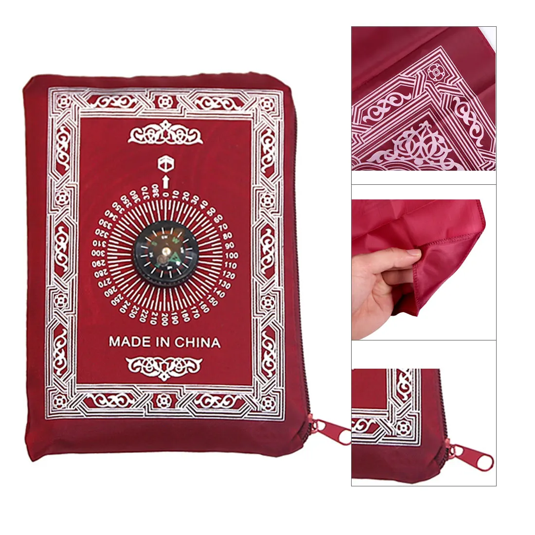 

Carpet Muslim Prayer Rug Polyester Portable Braided Mats Simply Print with Compass In Pouch Travel Home Mat Blanket 100*60cm