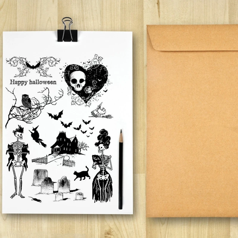 

Seal Stamp DIY Scrapbooking Halloween Bat Spider Silicone Embossing Photo Decorative Card Craft Flower Stamp Handsoap Seals
