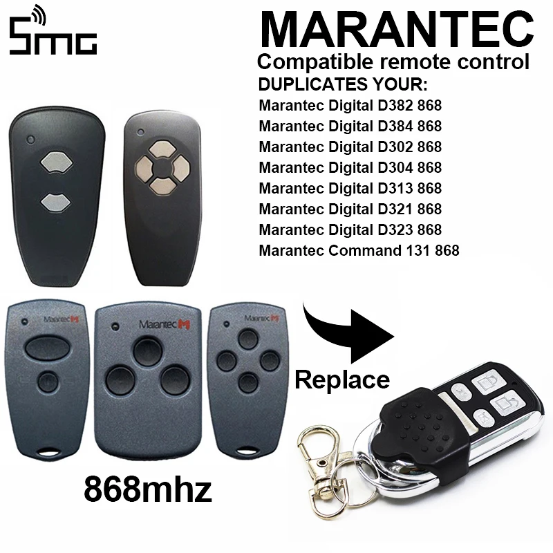 

Клон Marantec 868 дубликатор дистанционного управления гаражной дверью для D302 D304 D321 D323 D382 D384 131 цифровой 302 868,3 МГц Открыватель