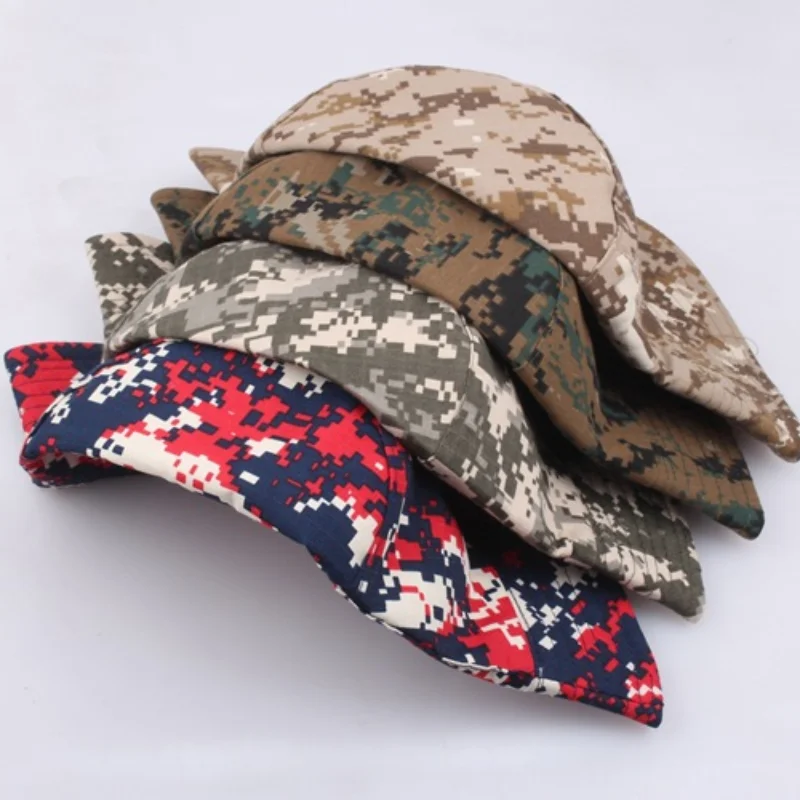 

Military Army Jungle Camouflage Bucket Hats Men Women Spring Summer Cotton Hunting Panama Cotton Hiking Tactical Fisherman Hat
