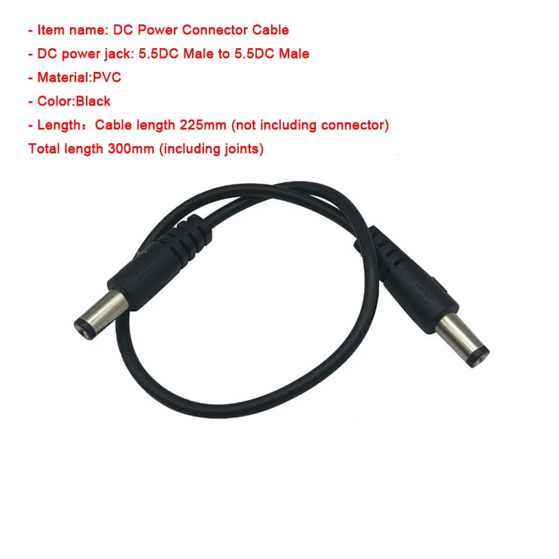 

2pcs 300mm 5.5DC Male to 5.5DC Male Power Connector Cable Electronic Connection Extension Wiring Adapter for FPV RC Drone Part