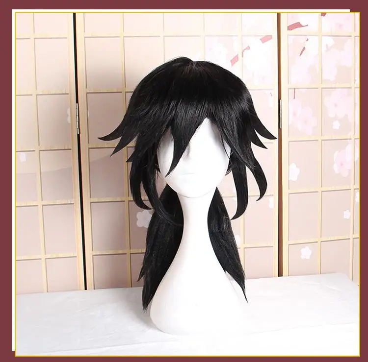 Wig Аниме! Demon Slayer: Kimetsu no Yaiba Tomioka Giyuu Кимоно Готическая униформа косплей костюм на Хэллоуин Любой Размер - Цвет: Wig