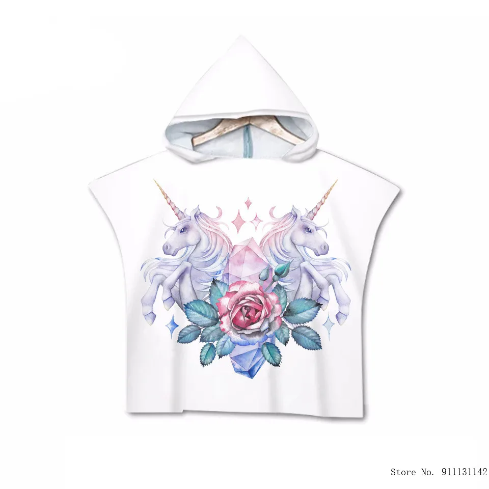 Модный комплект с цветочным рисунком Единорог градиента двухсторонняя 3D