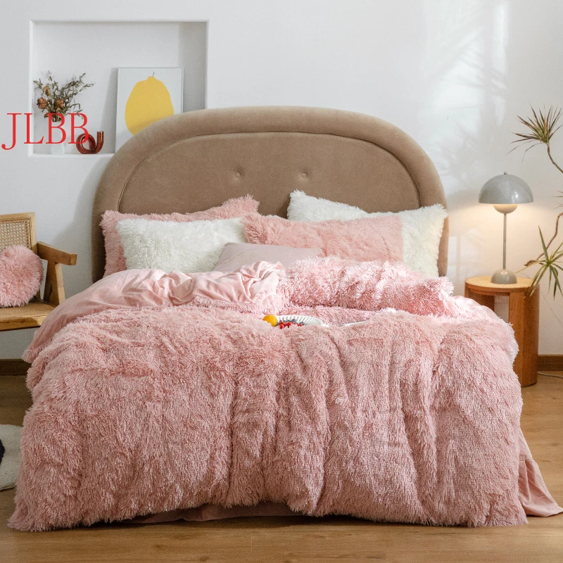 

2020 new Long hair duvet cover 1pc throw blanket Japan style bed covers 4-5cm hair winter thicken quilt cover pillowcase no fill