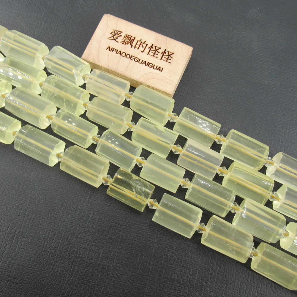 

APDGG Natural Lemon Quartz Crystal CITRINE Gems Stone Faceted Cylinder Rectangle Nugget Beads 15" Strand Jewelry Making DIY