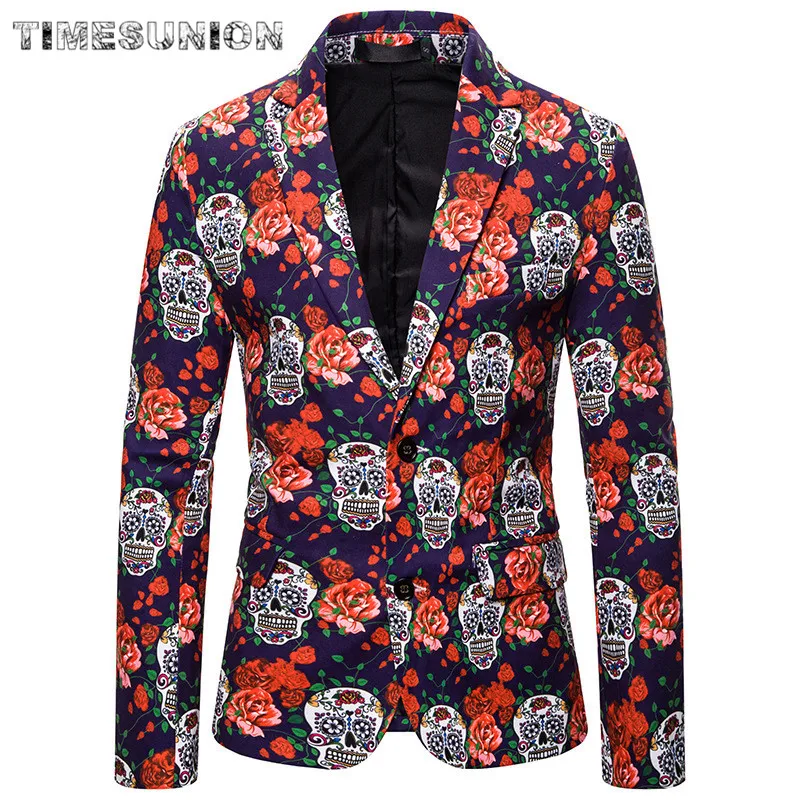 Мужской осенне зимний Рождественский костюм с 3d рисунком Розы черепа