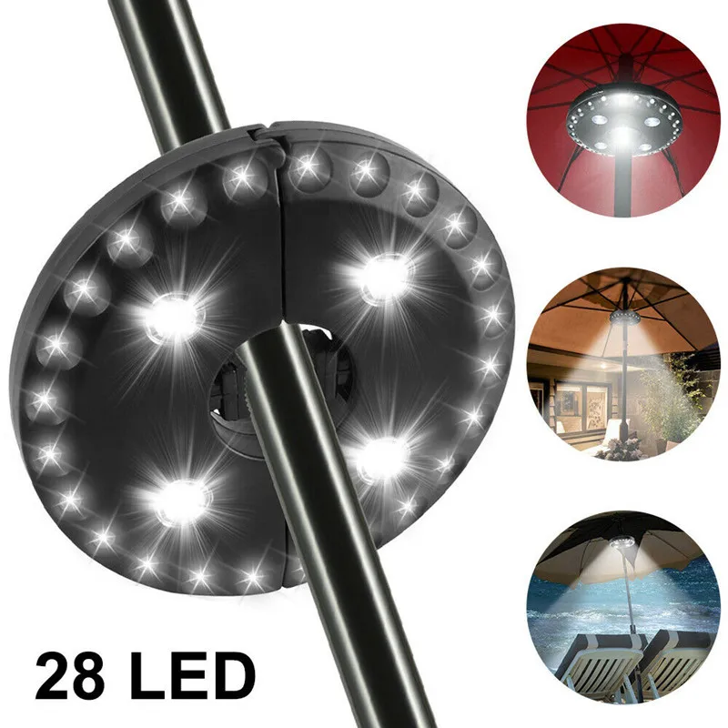 

Patio Umbrella Light 3 Brightness Modes Cordless 28 LED Lights At 200 Lumens-4 X AA Battery Operated,Umbrella Pole Light for Pat