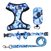 new dog collar leash harness set custom small medium large dog pet collars floral print polyester dog collars with storage bag