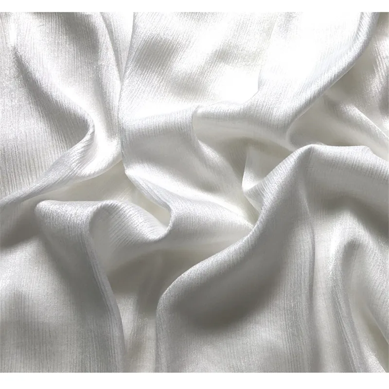 

CF936 Crinkle Cloth Silk Linen/Shiny White Luxury Ripple High-ranking Custom Fabric Illuminant No-elastic Fabric For Women
