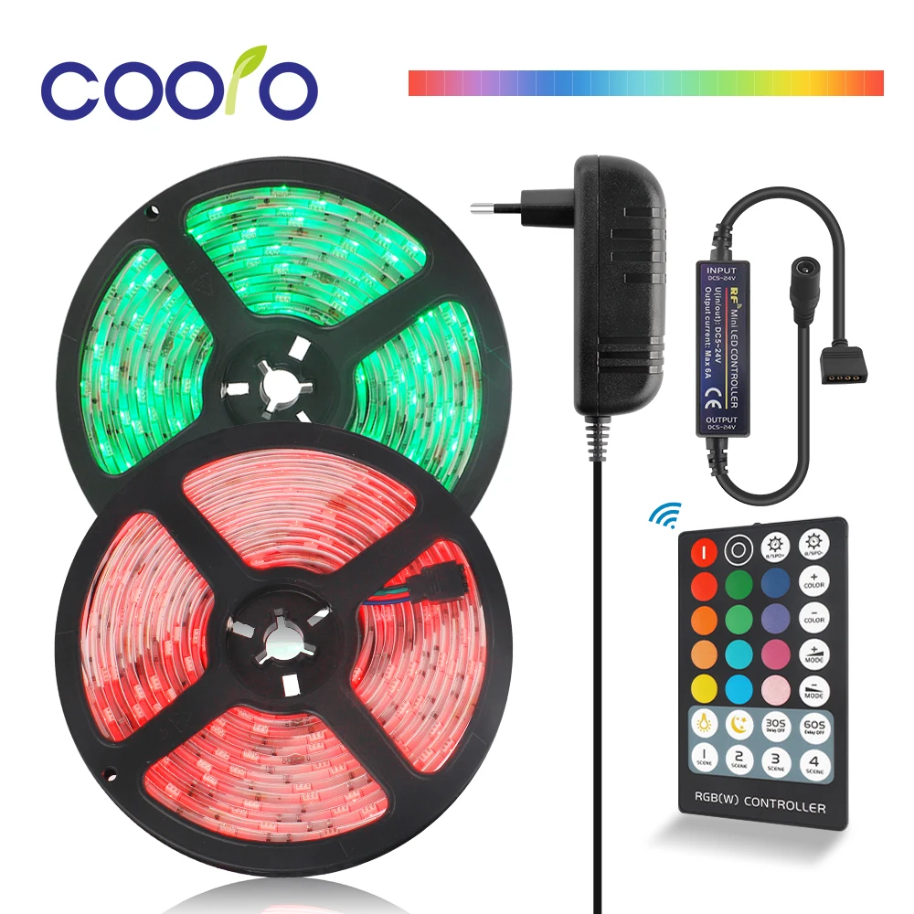 DC12V Светодиодный светильник RGB 5050 SMD гибкая светодиодная лента световой ленты 5 м лента Диод+ 28 кнопок контроллер+ адаптер питания