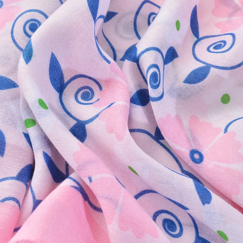 OUOI 2020 Новый розовый хлопковый и льняной шарф женский цветочный кондиционер