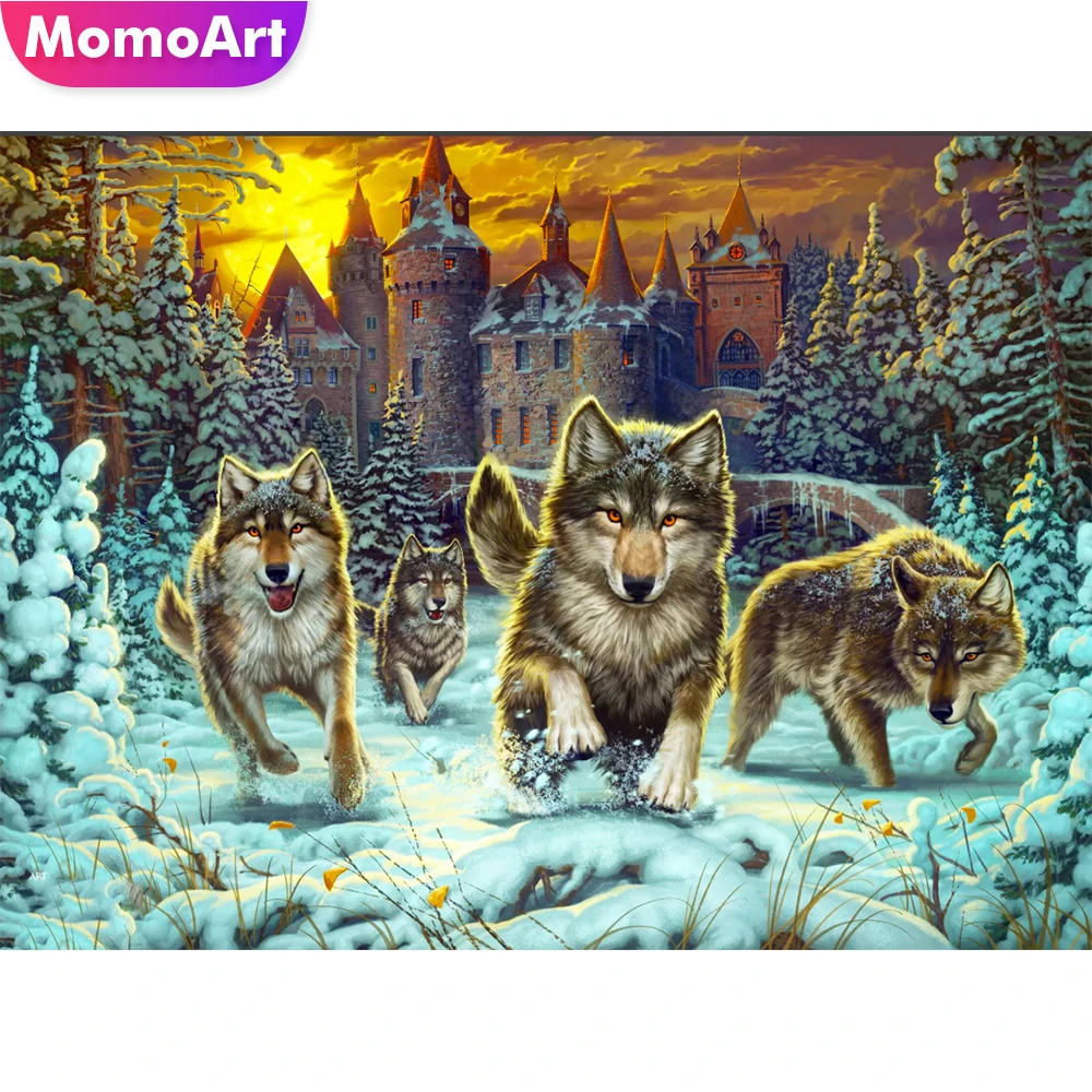 

MomoArt 5D DIY Алмазная вышивка волки Алмазная мозаика животные вышивка крестом наборы подарок ручной работы