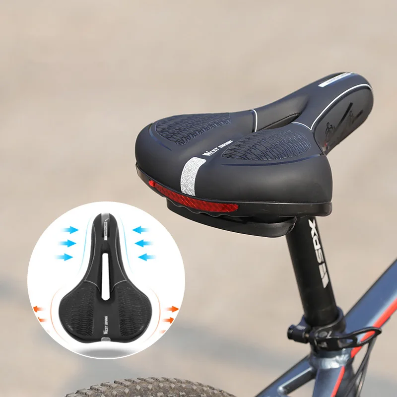 

WEST BIKING Hollow Wide Bicycle Saddle Thickened Shock Absorption Comfortable Breathable Waterproof Seat for Bike Accessories