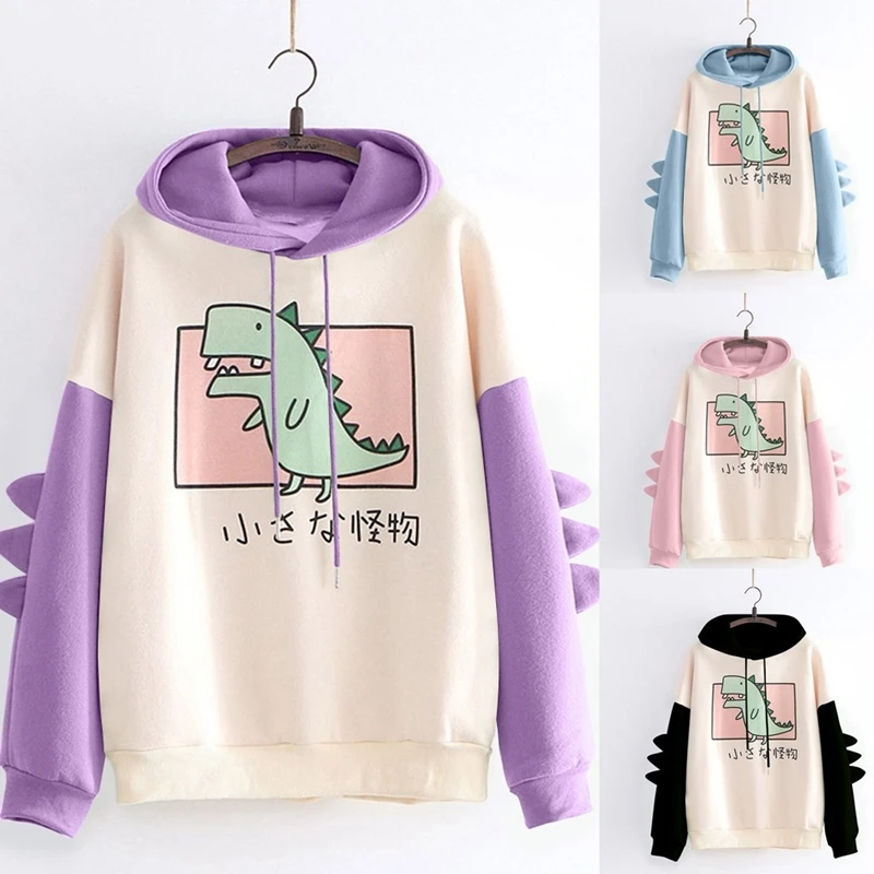 

Women's Hoodie, long sleeve, casual print, dinosaur, fashion