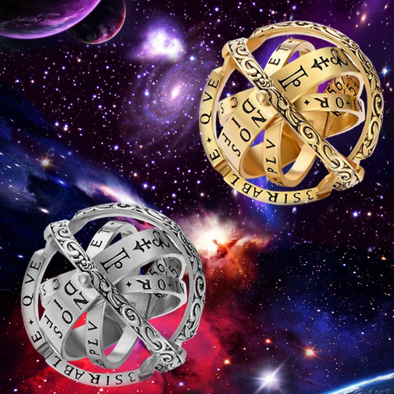 

Astronomical Ring for men women metal ball Creative Complex Rotating Cosmic Finger mood ring men fashion jewelry gifts