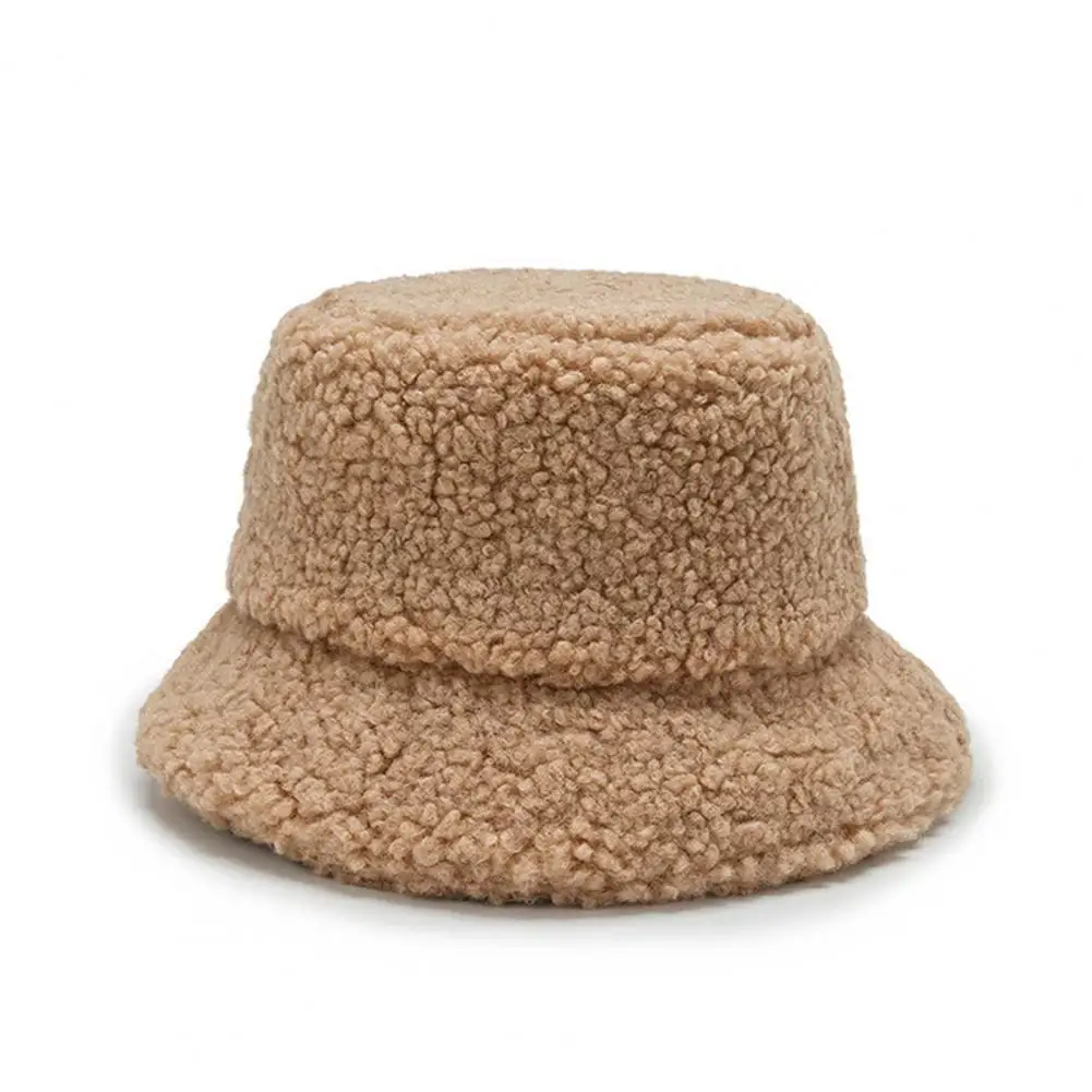 

Bucket Hat Useful Plush Fisherman Hat Decor Solid Color Fisherman Hat