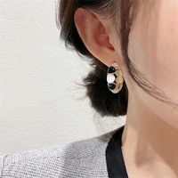 s925 silver fashion enamel glaze black white grid heart small hoop earrings for women simple elegant board earring party jewelry