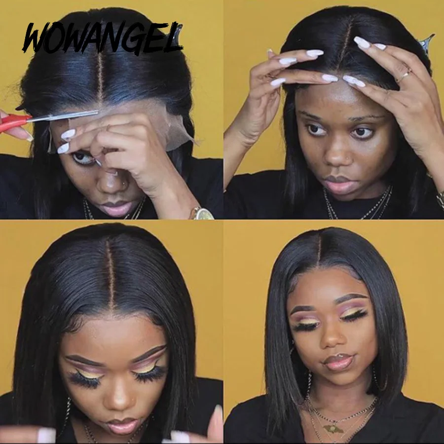 Парик короткий из человеческих волос 13 х4 дюймов незаметный | Шиньоны и парики