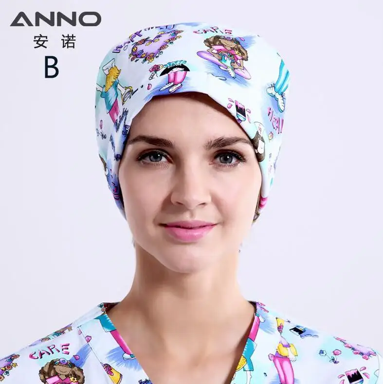 B-XiaoHuShi-Cap ANNO Medical caps Red Cotton Short/Long Hair Surgical Surgeon's Surgery Hat Hospital Doctor Nurse Hat Men Scrub Hats With Mask - Цвет: B-XiaoHuShi-Cap