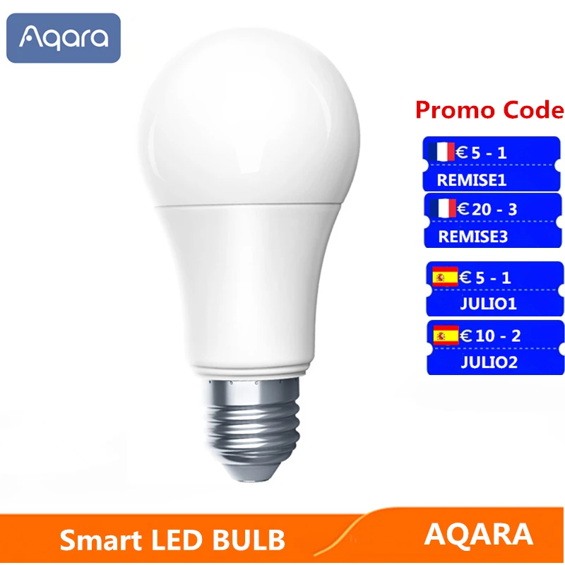 Умная светодиодная лампочка Xiaomi Aqara Zigbee 9 Вт E27 2700K 6500K белый цвет 220 240 В с