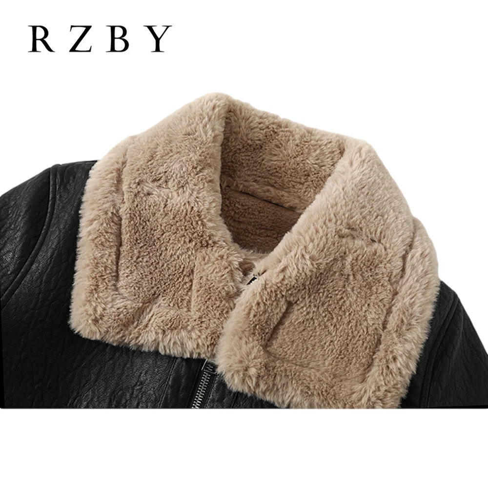 Плюшевая кожаная Толстая куртка Женская Корейская версия свободная зимняя