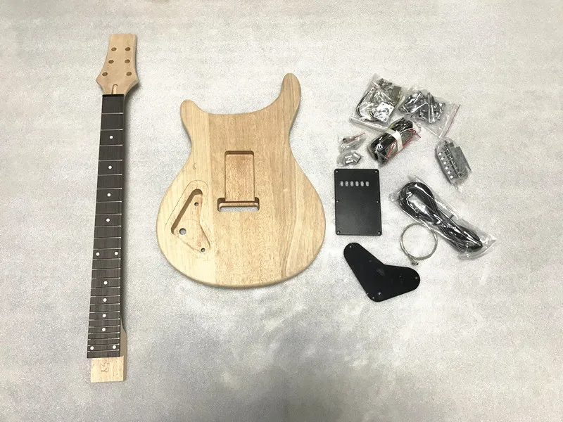 Незавершенный твердый корпус из красного дерева DIY PRS электрогитара наборы со всеми Hardwares