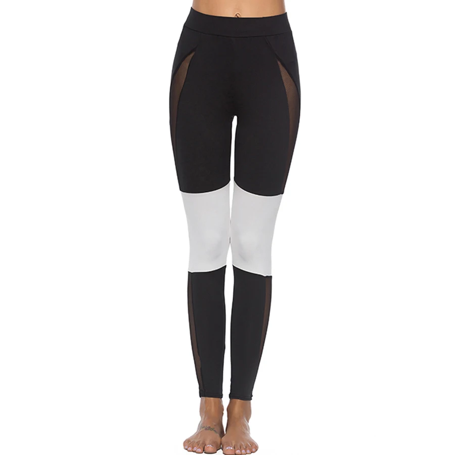 Женские лоскутные сексуальные белые спортивные брюки штаны для занятий йогой