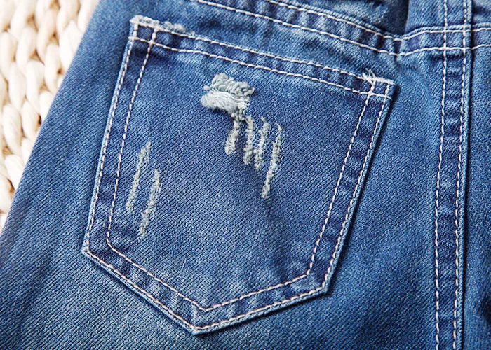 

Spring Autumn Hot Selling Children Jeans For Girl And Boy Middle Waist Elastic Ripped Fashion Kids Denim Trousers Casual Pants