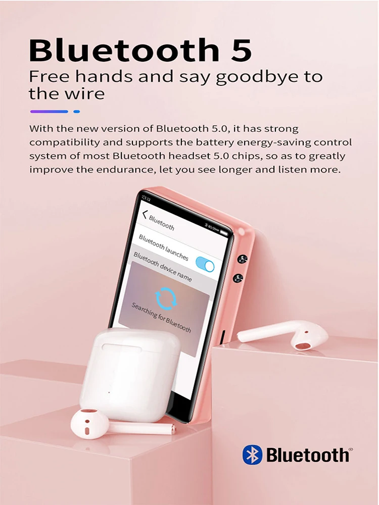 HIFI MP3 плеер с Bluetooth 4,0 спортивный цифровой звук MP3 музыкальный плеер Видео плеер FM радио встроенный динамик плеер