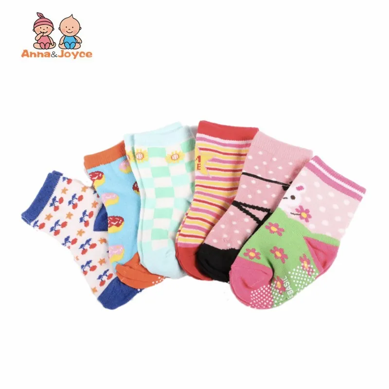 12 пар/лот хлопок Детские носки-тапочки с резиновой защитой от скольжения