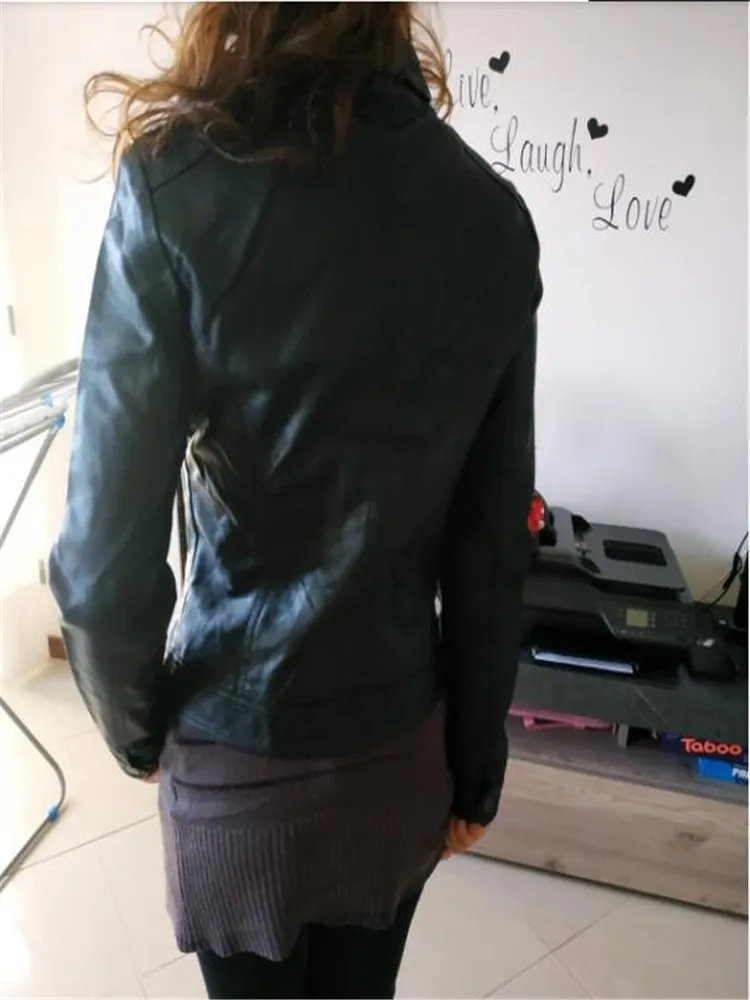 

New Women Jacket Europe Fashion Leather Jacket Pimkie Wash Single PU Leather Motorcycle Temale Women Leather Jacke