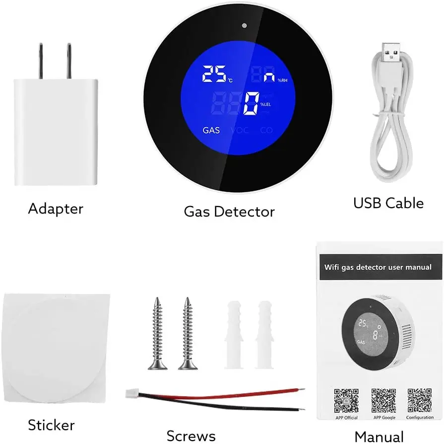 natural gas detector monitor wifi connect mobile phone gas alarm propane detector lcd display for home kitchen camper trailer free global shipping