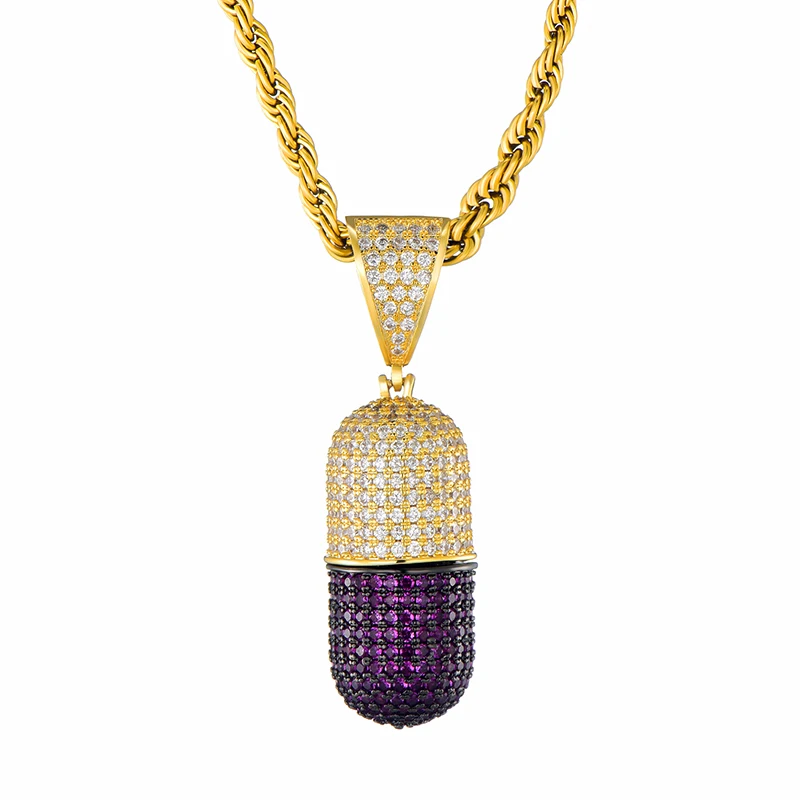 Ожерелья и подвески в виде капсулы с блестящими сверкающими камнями фианитами