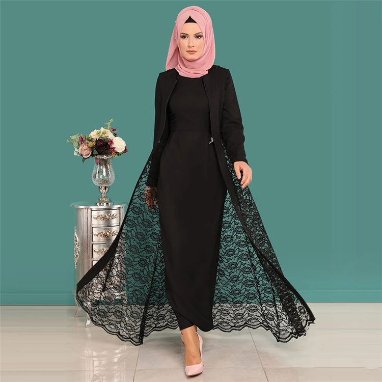 Новое Элегантное модное мусульманское длинное платье abaya кружевное женское