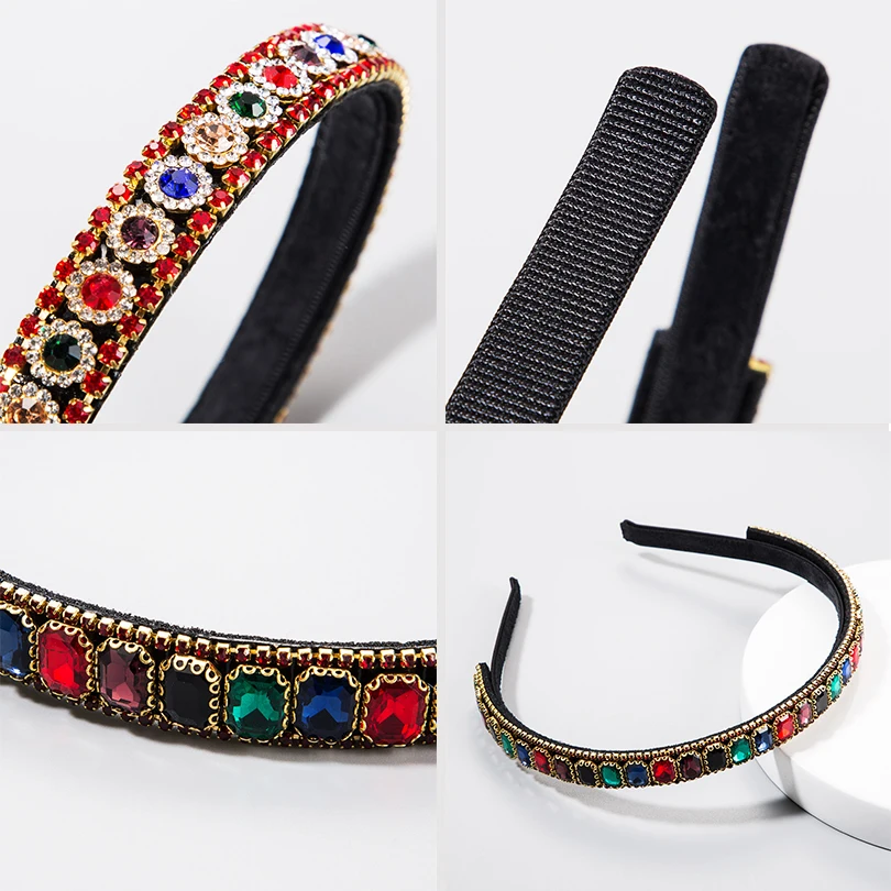 LEVAO Rhinestone Headband Color Hairbands Bezel Turban Wedding Bride Women Headwear Girl Hair Accessories Head Hoop Band |