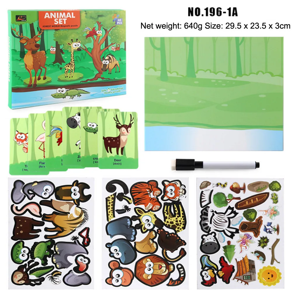 

1 Set Magnetic Puzzle Toys Drawing Writing Board Magnetic Puzzle Double Sides Kid Toy Early Learning 27 x 22cm G1128
