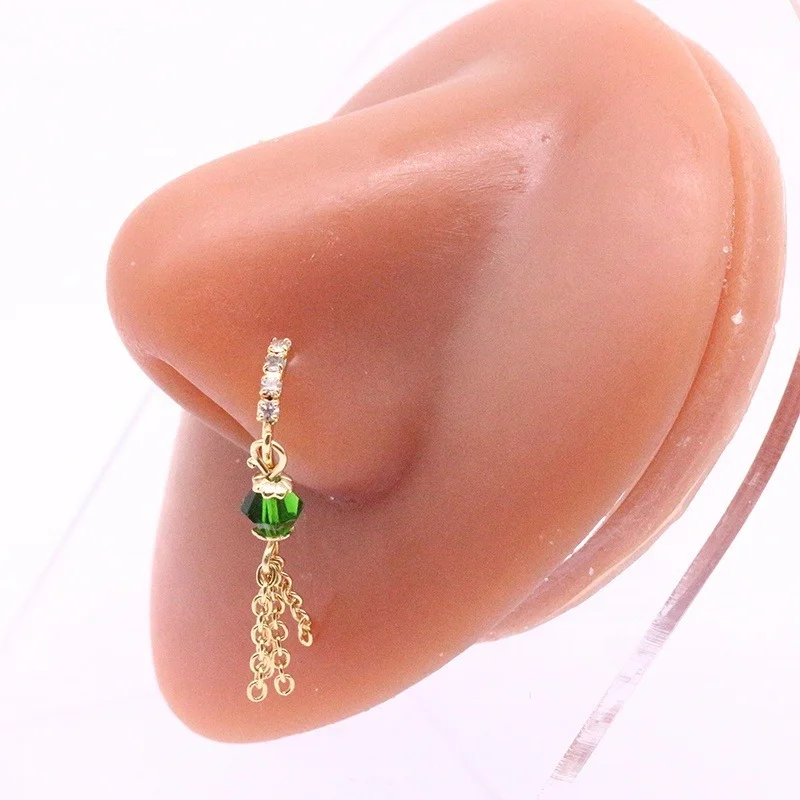 

Позолоченное Африканское дизайнерское кольцо для носа с цепочкой, висячее кольцо для носа с кисточкой, женское Ювелирное Украшение для пир...