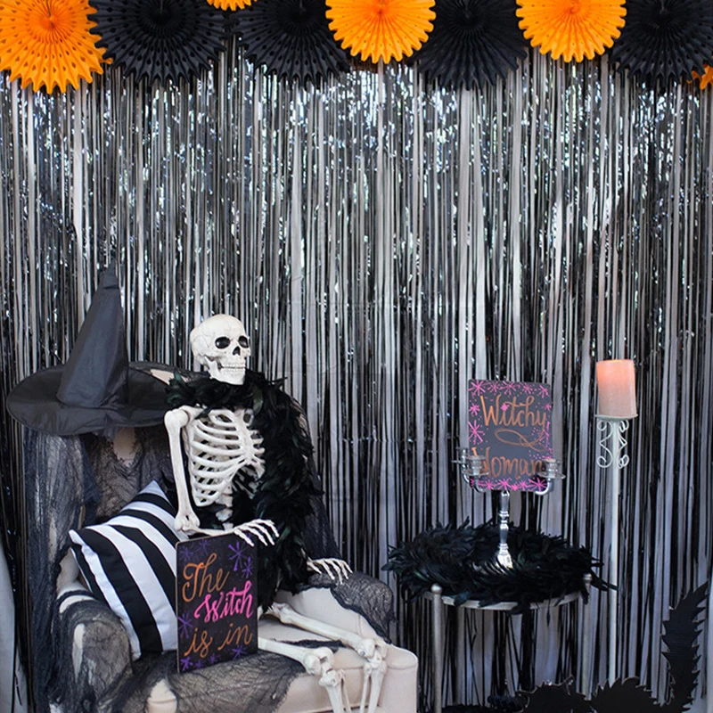 2 45 м многоцветные занавески из фольги с блестками и бахромой для свадьбы дня