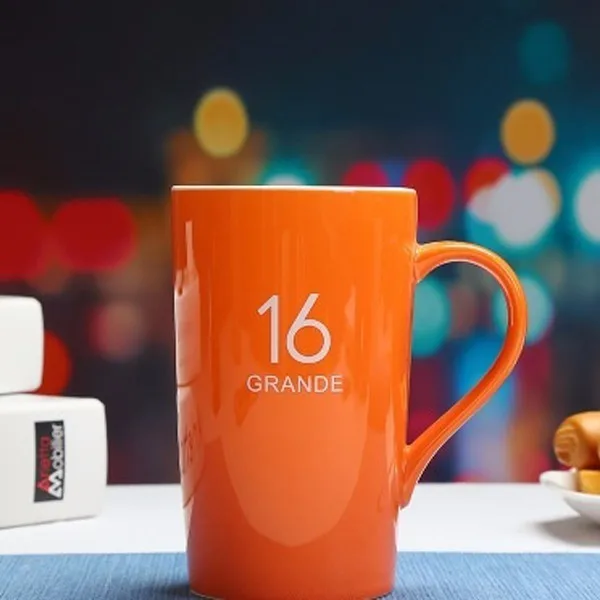 orange 500 мл креативная цифровая чашка большая емкость керамическая чашка простая кружка для молока кофе сока воды для друзей семьи в подарок - Цвет: orange